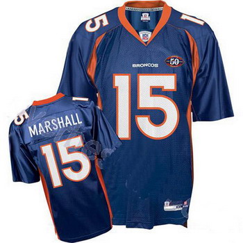 Cheap Denver Broncos Brandon Marshall 15 Blue Jersey 50TH Anniversary Patch For Sale