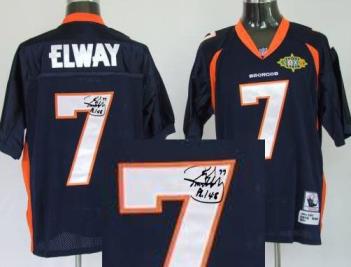 Cheap Denver Broncos 7 John Elway Blue Throwback M&N Signed NFL Jerseys For Sale