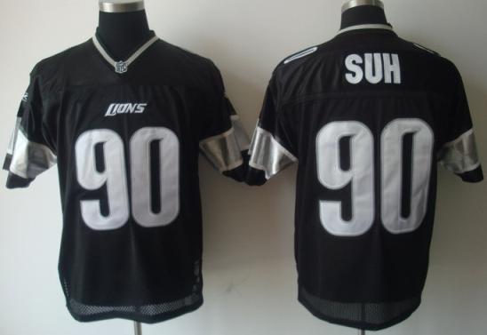 Cheap Detroit Lions 90 Ndamukong Suh Black Jerseys White Number For Sale