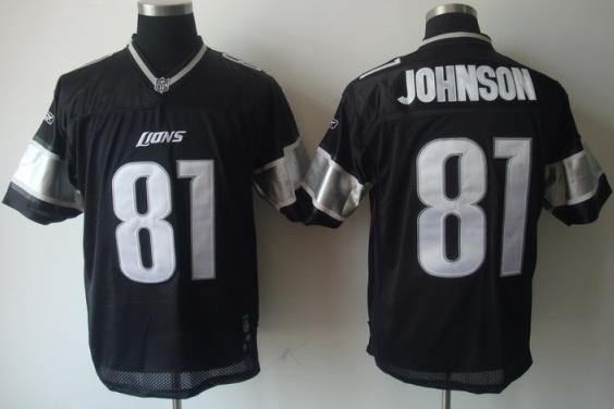 Cheap Detroit Lions 81 Calvin Johnson Black Jersey White Number For Sale