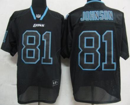 Cheap Detroit Lions 81 Calvin Johnson Lights Out BLACK Jerseys For Sale