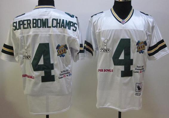 Cheap Green Bay Packers #4 Superbowl Champs White NFL Jerseys For Sale