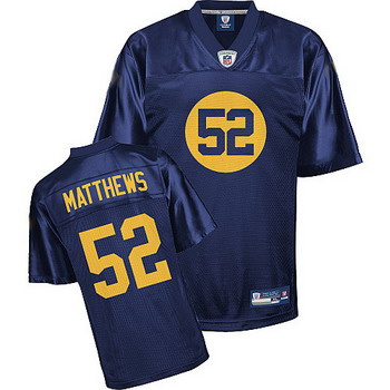 Cheap Green Bay Packers 52 Clay Matthews Blue Jersey For Sale
