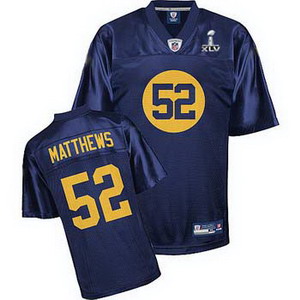 Cheap Green Bay Packers 52 Clay Matthews Blue Super Bowl XLV Jerseys For Sale