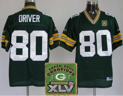 Cheap Green Bay Packers 80 Donald Driver Green 2011 SuperBowl Champions Patch Jerseys For Sale