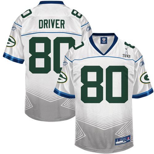 Cheap Green Bay Packers 80 Driver 2011 Super Bowl XLV Champions White Jersey For Sale