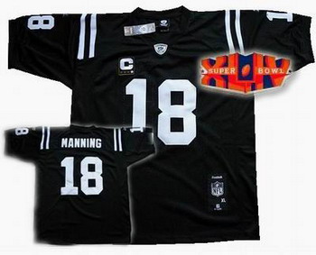 Cheap 2010 super bowl XLIV jersey Indianapolis Colts jerseys 18 Peyton Manning black For Sale