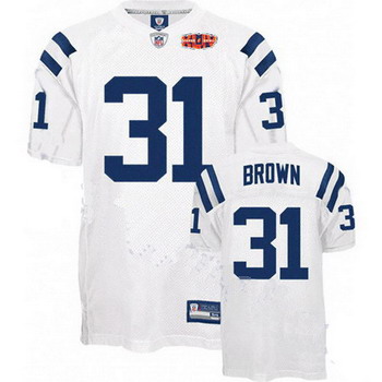 Cheap Indianapolis Colts Donald Brown 31 White Super Bowl XLIV Jersey For Sale