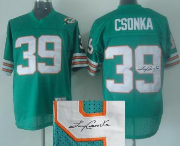 Cheap Miami Dolphins 39 Csonka Green Throwback M&N Signed NFL Jerseys For Sale