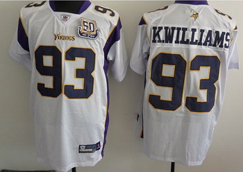 Cheap Minnesota Vikings 93 Kevin Williams White Jerseys With 50th Patch For Sale