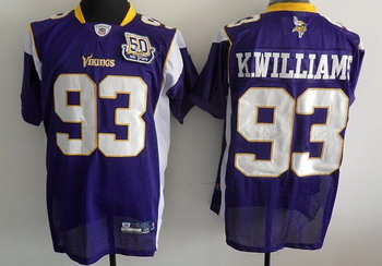 Cheap Minnesota Vikings 93 Kevin Williams Purple Jerseys With 50th Patch For Sale