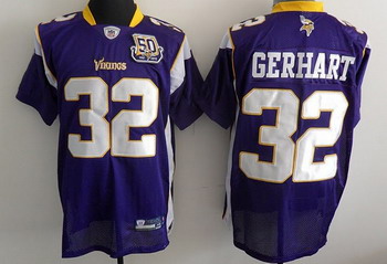 Cheap Minnesota Vikings 32 Toby Gerhart Purple New Jerseys With 50th Patch For Sale