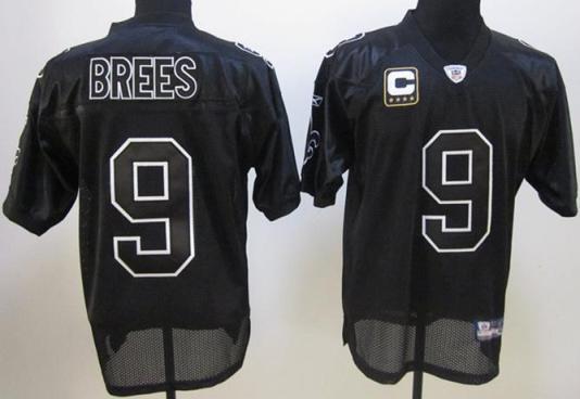 Cheap New Orleans Saints 9 Drew Brees Full Black NFL Jersey C Patch For Sale
