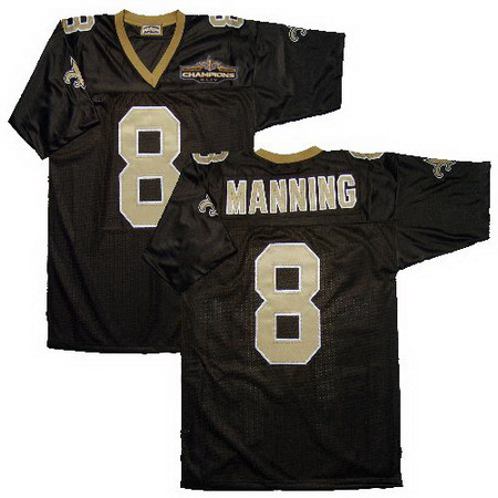 Cheap ARCHIE MANNING 8 New Orleans Saints Sewn BLACK Jersey Champions patch For Sale