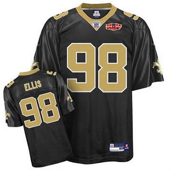 Cheap New Orleans Saints 98 Sedrick Ellis Super Bowl XLIV Team Color black Jersey For Sale