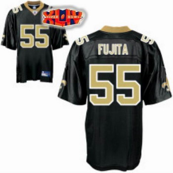 Cheap New Orleans Saints 55 Scott Fujita Super Bowl XLIV Team Color black Jersey For Sale