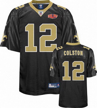 Cheap New Orleans Saints 12 Marques Colston Black Super Bowl XLIV Jerseys For Sale