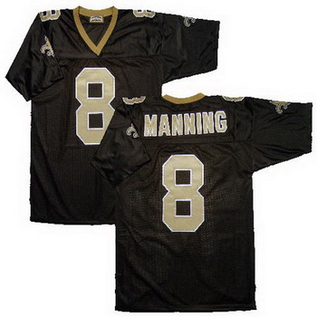 Cheap ARCHIE MANNING 8 New Orleans Saints Sewn BLACK Jersey For Sale