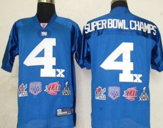 Cheap New York Giants 4 Superbowl Champs Blue Jerseys For Sale