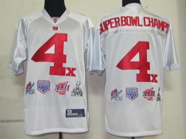 Cheap New York Giants 4 Superbowl Champs White NFL Jerseys For Sale