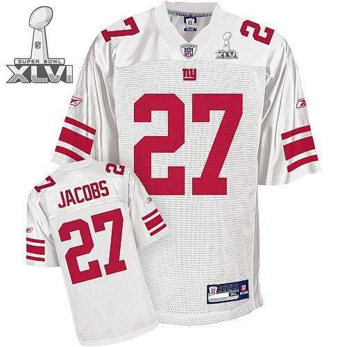 Cheap New York Giants #27 Brandon Jacobs White 2012 Super Bowl XLVI NFL Jersey For Sale