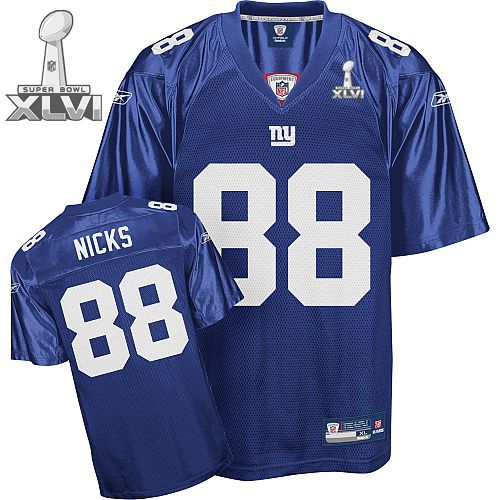 Cheap New York Giants #88 Hakeem Nicks Blue 2012 Super Bowl XLVI NFL Jersey For Sale