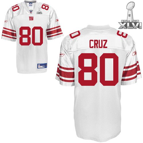 Cheap New York Giants #80 Victor Cruz White 2012 Super Bowl XLVI NFL Jersey For Sale