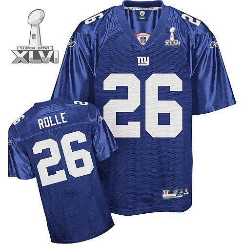 Cheap New York Giants #26 Antrel Rolle Blue 2012 Super Bowl XLVI NFL Jersey For Sale