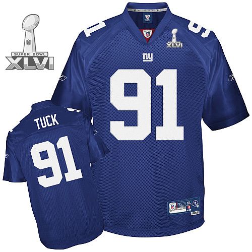 Cheap New York Giants #91 Justin Tuck Blue 2012 Super Bowl XLVI NFL Jersey For Sale