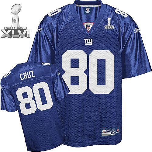 Cheap New York Giants #80 Victor Cruz Blue 2012 Super Bowl XLVI NFL Jersey For Sale