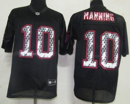 Cheap New York Giants 10 Eli Manning Black United Sideline Jerseys For Sale