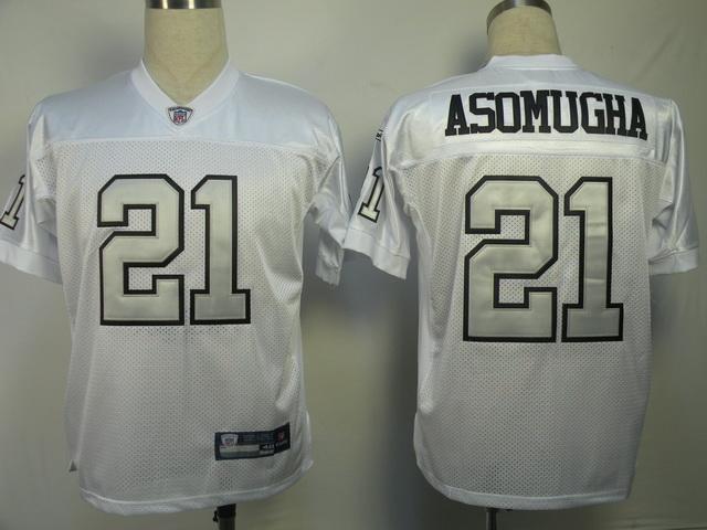 Cheap Oakland Raiders 21 Asomugha White Silver Number Jersey For Sale