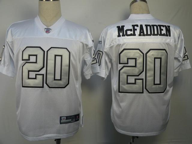Cheap Oakland Raiders 20 McFadden White Silver Number Jersey For Sale