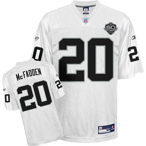 Cheap Oakland Raiders 20 Darren McFadden 50th Anniversary White Jersey For Sale