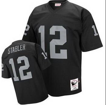 Cheap MiMitchell Ness Oakland Raiders 12 Ken STABLER Throwback Team Color Jersey For Sale