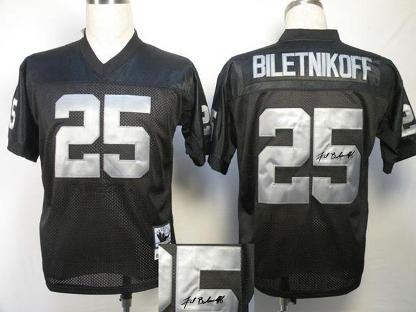 Cheap Oakland Raiders 25 Fred Biletnikoff Black Throwback M&N Signed NFL Jerseys For Sale