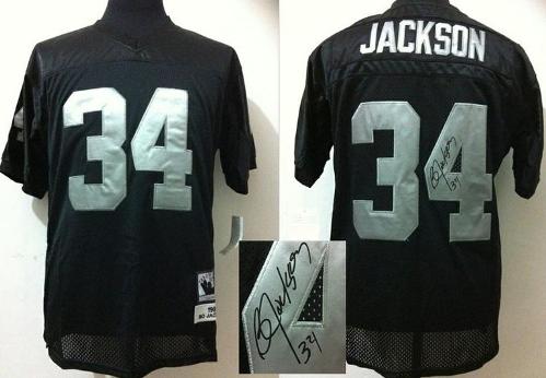 Cheap Oakland Raiders 34 Bo Jackson Throwback Black Signed NFL Jerseys For Sale