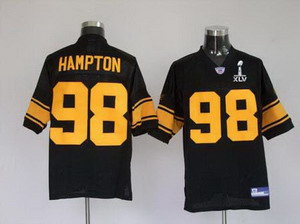 Cheap Steelers 98 Casey Hampton black yellow number Super Bowl XLV Jerseys For Sale