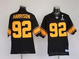 Cheap Steelers 92 James Harrison black yellow number Super Bowl XLV Jerseys For Sale