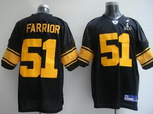 Cheap Steelers 51 James Farrior black jersey Yellow Number Super Bowl XLV Jerseys For Sale