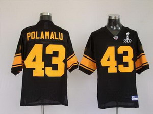Cheap Steelers 43 Troy Polamalu black Yellow Number Super Bowl XLV Jerseys For Sale