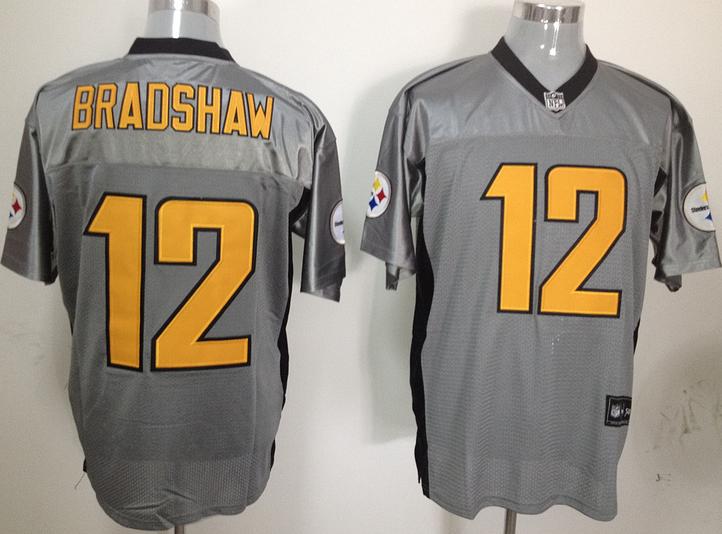 Cheap Pittsburgh Steelers #12 Bradshaw Grey Shadow NFL Jerseys For Sale