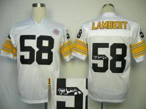 Cheap Pittsburgh Steelers 58 Jack Lambert White Throwback M&N Signed NFL Jerseys For Sale
