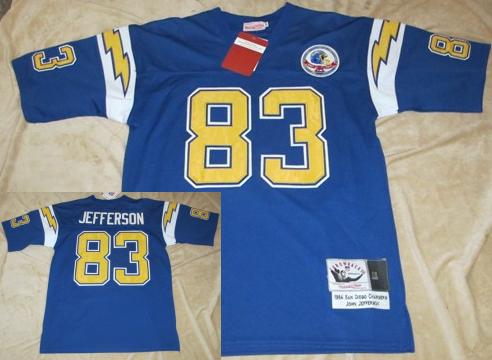 Cheap San Diego Chargers 83 John Jefferson Blue Throwback Jersey For Sale