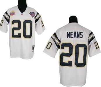 Cheap San Diego Chargers 20 Natrone Means White Throwback Jersey For Sale