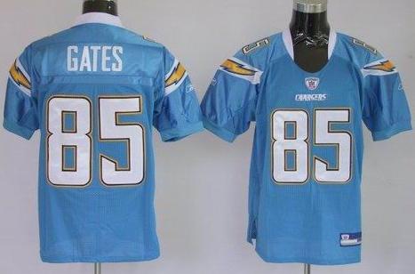 Cheap San Diego Chargers 85 Antonio Gates Light Blue Jersey For Sale