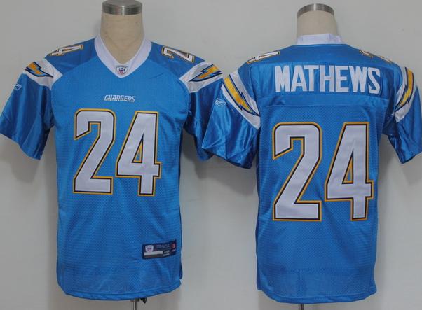 Cheap San Diego Chargers 24 Ryan Mathews Light Blue NFL Jerseys(V) For Sale