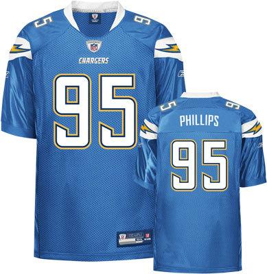Cheap San Diego Chargers 95 Phillips Light Blue Jersey For Sale
