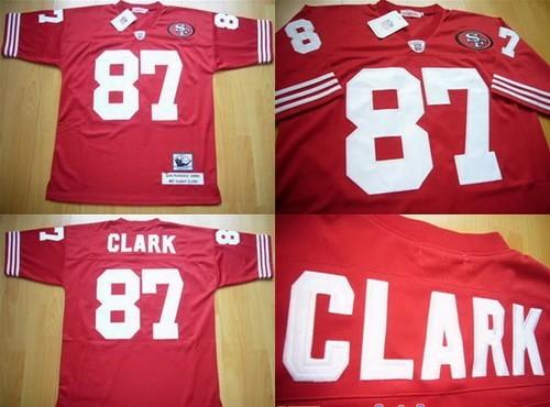 Cheap San Francisco 49ers 87 Dwight Clark Mitchell & Ness Throwback Red Jerseys For Sale