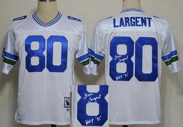 Cheap Seattle Seahawks 80 Steve Largent White Throwback M&N Signed NFL Jerseys For Sale